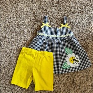 Bonnie Baby Black and White Gingham Dress with Yellow Bow